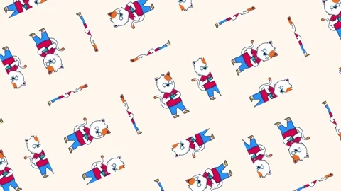 Cute cat drink coffee seamless pattern looping animation Stock Footage 339294155