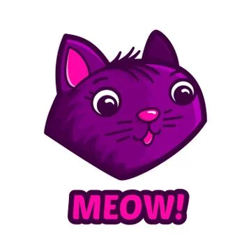 Cute cat face and text Meow. Vector illustration Stock Illustration