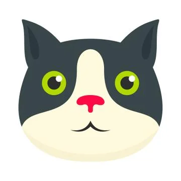 Cute cat face icon, flat style Stock Illustration