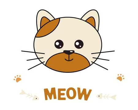 Cute cat face. Illustrations for children, stationery and more Stock Illustration