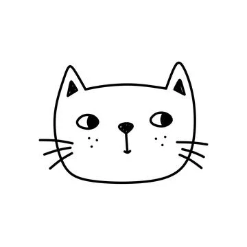 Cute cat face isolated on white background Stock Illustration