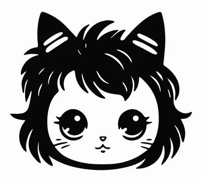 Cute cat face isolated on white background. Cartoon kitty head, vector icon Stock Illustration