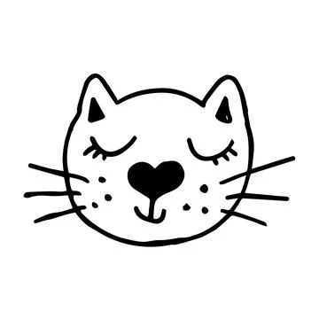 Cute cat face line doodle icon. Vector illustration. Illustrazione stock