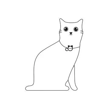 Cute cat face line icon Stock Illustration
