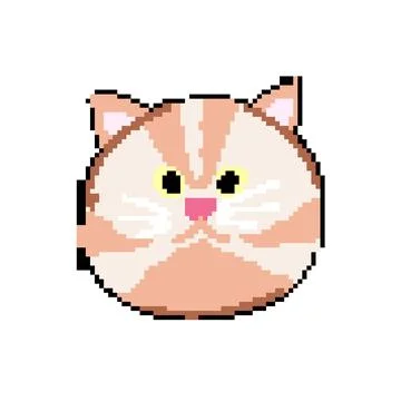 Cute cat face pixel art vector illustration Stock Illustration