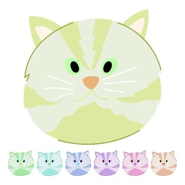 Cute cat face vector cartoon graphic Stock Illustration