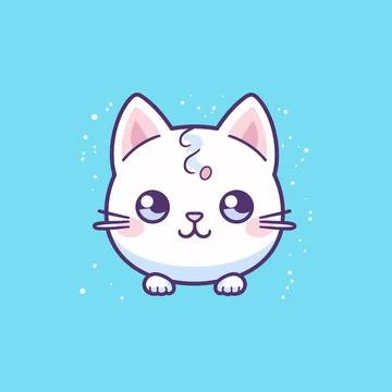 Cute cat face vector design with kawaii style Stock Illustration
