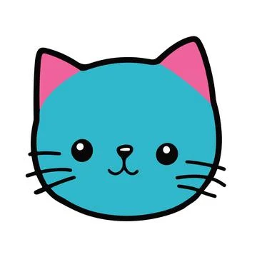 Cute Cat Face Vector Illustration Vector Design. Print for children clothing 스톡 일러스트