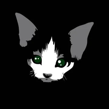 Cute cat face vector illustration shadow silhouette Stock Illustration