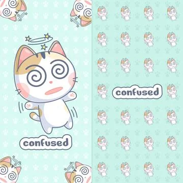 Cute cat is feeling so confused Stock Illustration