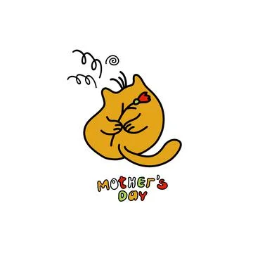 Cute cat. Flat hand drawn vector color character. Stock Illustration