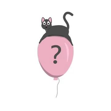 Cute cat flying on a balloon. Stock Illustration