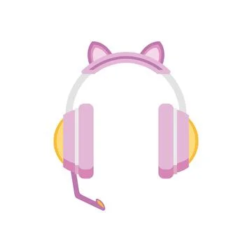 Cute Cat Gaming Headset. Vector Stock Illustration