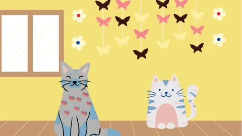 Cute Cat Getting Closer to Another Cat Stock Footage 246143892