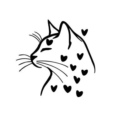 Cute Cat with Hearts Stock Illustration