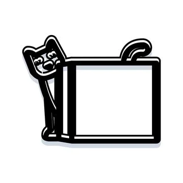 Cute cat hiding behind empty box Stock Illustration