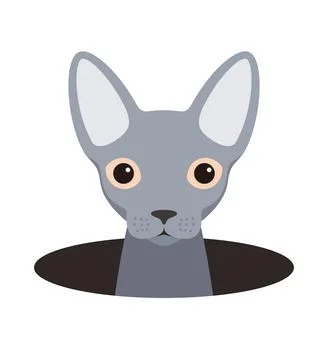 Cute cat on the hole, watching, vector illustration Illustrazione stock
