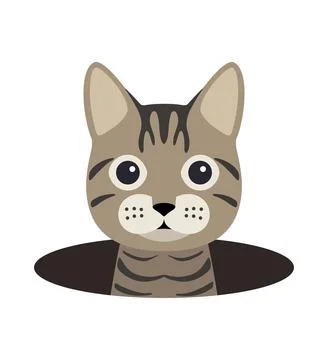 Cute cat on the hole, watching, vector illustration Stock Illustration