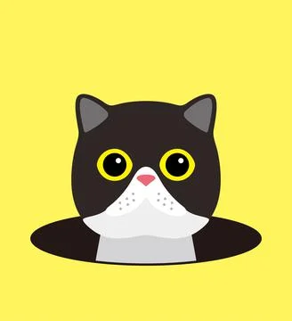 Cute cat on the hole, watching, vector illustration Illustrazione stock