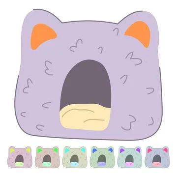 Cute cat house tree vector cartoon graphic Stock Illustration