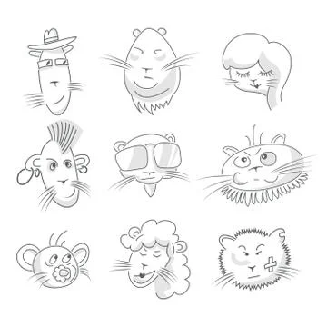 Cute cat icon set Иллюстрация