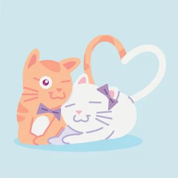 Cute cat illustration. cat flat illustration. illustration of a cat couple .. Illustrazione stock
