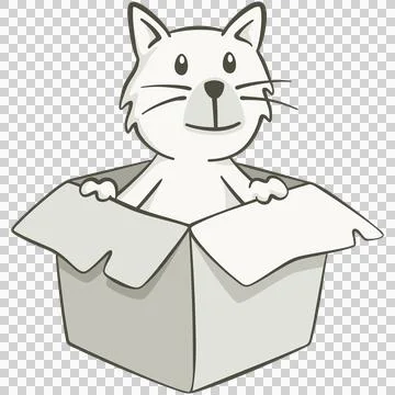 Cute cat inside a cardboard box Illustrazione stock