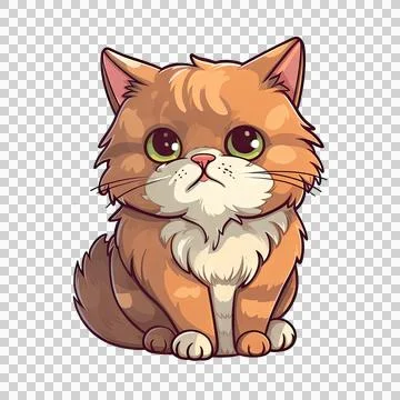 Cute cat isolated on white background. Transparent use for T shirt screen, .. Stock Illustration