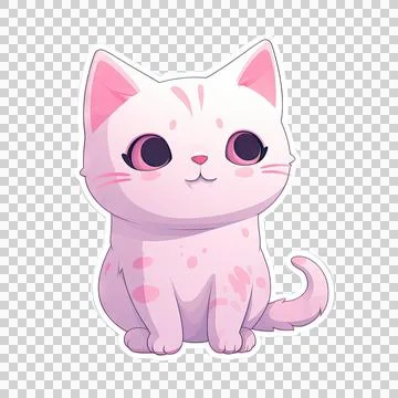 Cute cat isolated on white background. Transparent use for T shirt screen, .. Stock Illustration