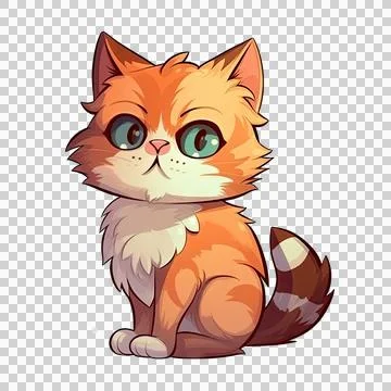 Cute cat isolated on white background. Transparent use for T shirt screen, .. Stock Illustration
