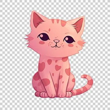 Cute cat isolated on white background. Transparent use for T shirt screen, .. Stock Illustration
