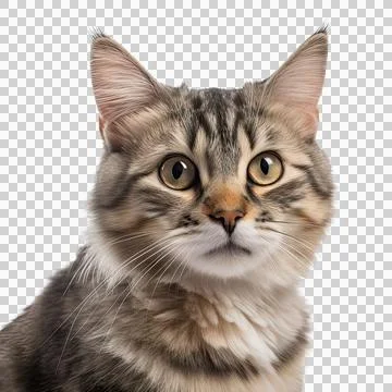 Cute cat isolated on white background. Transparent use for T shirt screen, .. Illustrazione stock