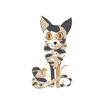 Cute cat isolated on white background. Adorable feline animal イラスト素材