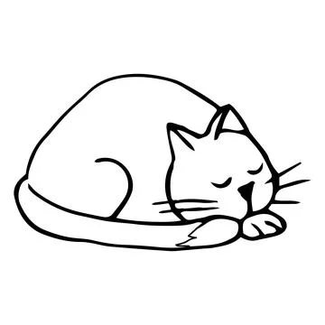 Cute cat, kitten in line doodle style emotional character isolated on white Stock Illustration