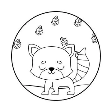 Cute cat with leafs nature 스톡 일러스트