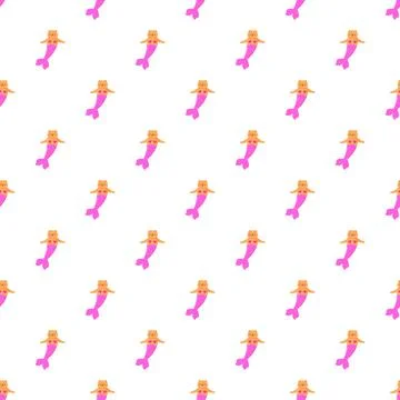 Cute cat mermaid seamless pattern for kids Stock Illustration