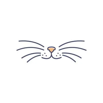 Cute cat nose. Simple illustration of a cat's nose with whiskers. Ideal for.. Stock Illustration