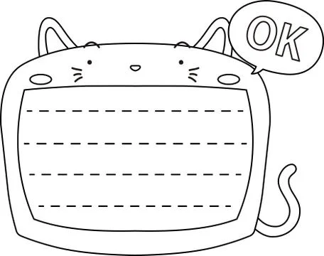 Cute Cat noteboard outline Stock Illustration