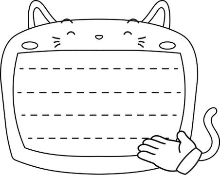 Cute Cat noteboard outline Stock Illustration