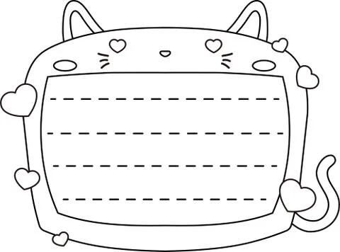 Cute Cat noteboard outline Stock Illustration
