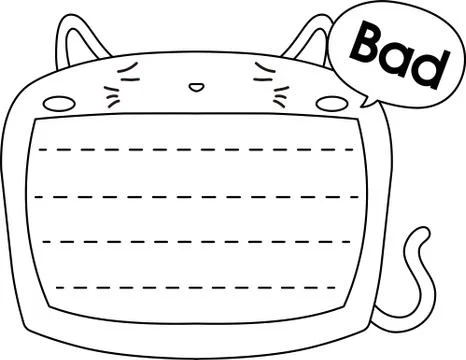 Cute Cat noteboard outline Stock Illustration