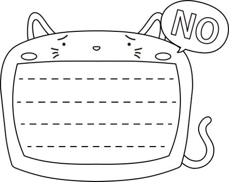 Cute Cat noteboard outline Stock Illustration