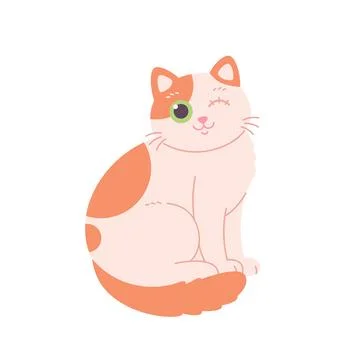 Cute cat with one eye. Veterinary, cat with disability, veterinary clinic. Stock Illustration
