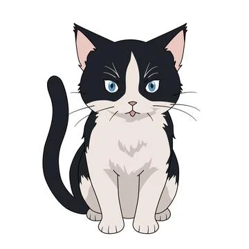Cute cat or kitten design isolated on white back ground, vector illustration Stock Illustration