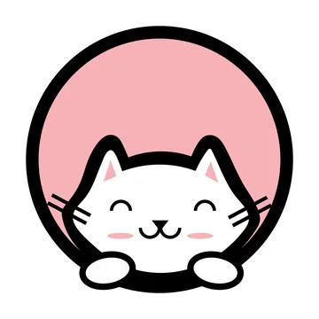Cute cat peeking out window icon vector illustration Stock Illustration