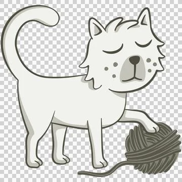 Cute cat playing with a ball of wool Stock Illustration
