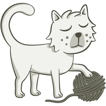 Cute cat playing with a ball of wool Stock Illustration