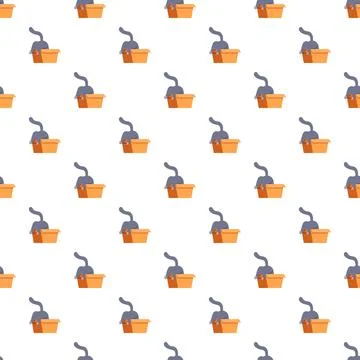 Cute cat playing hiding in box seamless pattern Stock Illustration
