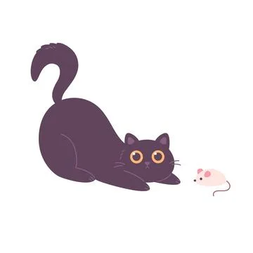 Cute cat playing with mouse toy. Domestic pets, feline activities. 库存插图