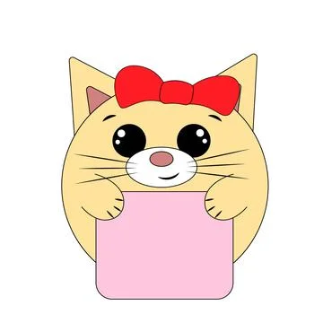 Cute Cat with poster without text in color for congratulation Stock-Illustration